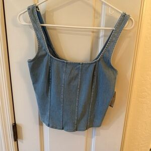 Good American Light Blue Denim Tank Top